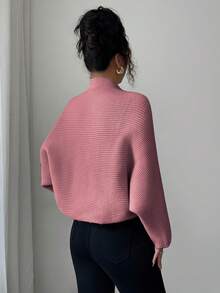 Elenzga 女式蝙蝠袖开衫，百搭，优雅，适合度假，节日，高端品牌，针织毛衣 - 西瓜粉 - 查看 2