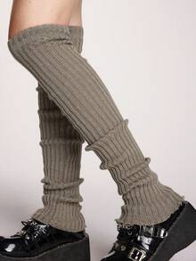 ROMWE Kawaii White Women's Leg Warmers - dark gray - View 5