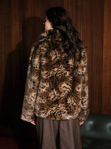 Airlisse Fashionable Animal Print Faux Fur Coat, Autumn/Winter - Multicolor - View 2