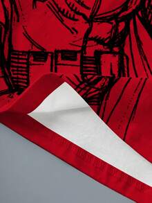 BATMAN X SHEIN Men's Casual Letter & Figure Graphic Round Neck Short Sleeve T-Shirt, Summer - White - View 3