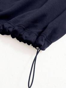 Airaco 女式纯色简约日常长袖美式复古半拉链小众运动衫 - 藏蓝色 - 查看 6