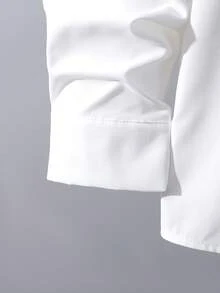 SHEIN 2 件套青少年男孩绅士装 - 白色领长袖衬衫 + 黑色长裤，绅士西装套装，商务优雅，学院风，适合生日派对、日常休闲装、婚礼、婚礼嘉宾、花童、戒指男孩 - 白色 - 查看 4