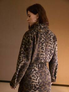 MOTF PREMIUM LEOPARD PRINT STAND COLLAR OVERSIZED JACKET, AUTUMN/WINTER - Mocha Brown - View 4