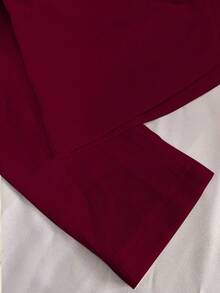 Franclia T-shirt à manches longues ajusté avec épaules obliques de couleur unie pour femmes grandes tailles,Topt tricoté côtelé - Rouge - Voir 4