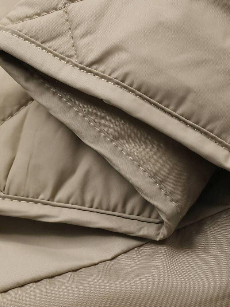 Dazy Plus Quilted Thickened Round Neck Diamond Pattern Short Loose Sleeveless Vest, Women Padded Coat For Autumn/Winter