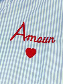 Franclia Áo sơ mi dài tay kẻ sọc cổ điển, họa tiết thêu tinh tế, dáng rộng và thoải mái - Nhiều màu - Xem 3