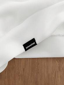 EASEVO 大码男士休闲日常通勤运动风格卡通刺绣贴片撞色条纹侧落肩宽松运动衫 - 白色 - 查看 5