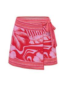 SHEIN Swim Oasis 2件套2025新款女士连体印花泳衣带裙式海滩度假休闲泳装套装夏季 - 彩色 - 查看 5