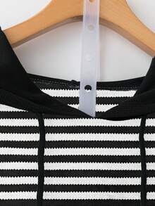 Linhara Sudadera casual de talla grande para mujer con rayas y parches de colores contrastantes, adecuada para uso diario y actividades al aire libre - Multicolor - Ver 4