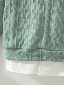 Souflis Souflis 复古法式橄榄绿领长袖绞花上衣搭配米色裤子，适合上学、外出和各种场合，适合幼儿男孩的绅士装 - 彩色 - 查看 5