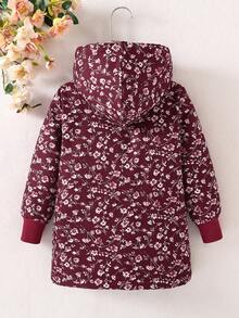 SHEIN 少女花卉印花连帽长袖夹克外套 - 彩色 - 查看 2