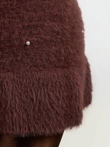 Mistrie Nouvelle robe mini près du corps pour femmes ornée de perles - Tabac - Voir 5