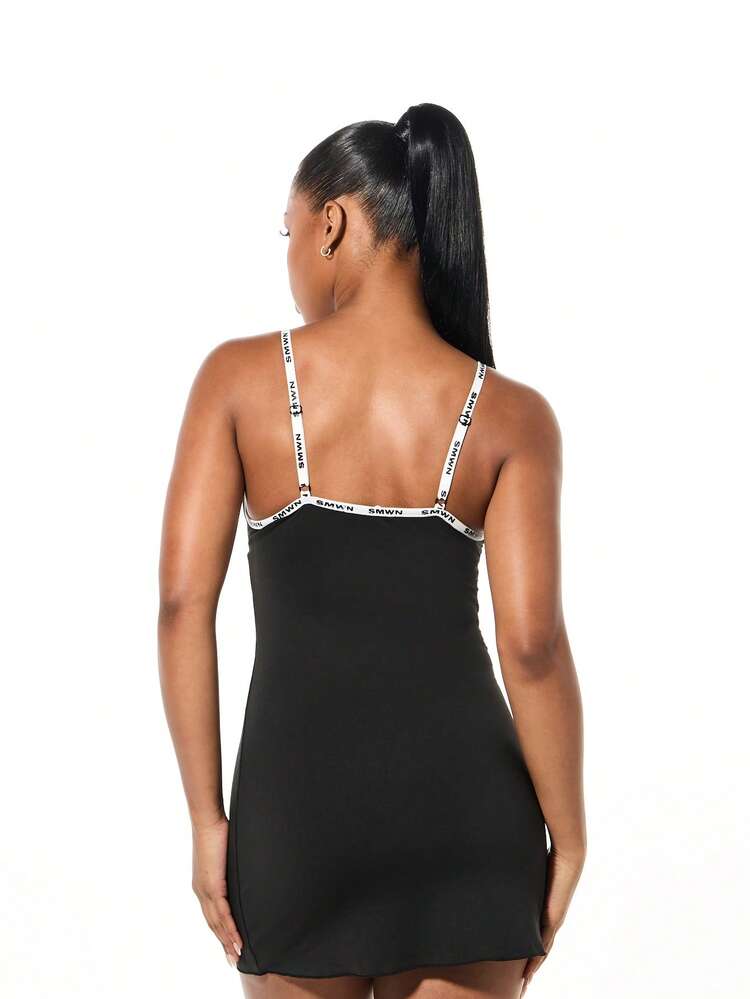 SUMWON WOMEN Branded Elastic Bodycon Dress With Cross Detail