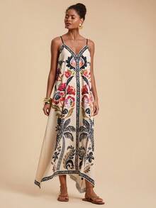 Travachic 女式彩色花卉印花细肩带休闲连衣裙 - 彩色 - 查看 4