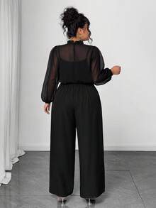 Auvina Bộ đồ liền thân dệt kim cỡ lớn thanh lịch, thoải mái cho mùa thu đi làm dành cho nữ - màu đen - Xem 2