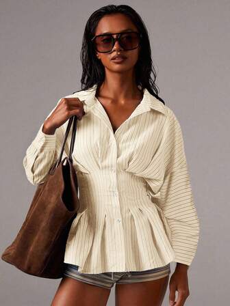 Athîral Cămașă minimalistă cu mânecă lungă, cu imprimeu floral, pentru femei, de zi cu zi