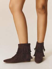 Styleloop Women's Y2K Punk Rock Biker Chic Boots, Suitable For Halloween, Christmas, Party Outfits - Coffee Brown - View 5