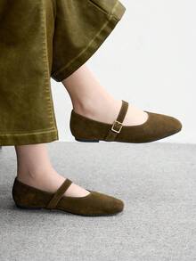 CUCCOO BIZCHIC Women's Fashion Commuter Versatile Casual Mary Jane Flat Shoes - Army Green - View 5