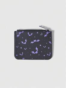 ROMWE Goth Tarjetero y monedero con estampado de cerezas - Negro - View 2
