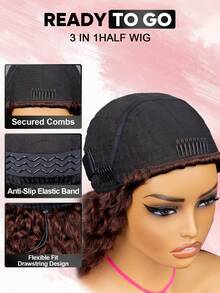 QUICK WEAR 9am Hair Store Wear Go 半头假发 红棕色水波纹 3合1半头假发 翻转式假发 隐形发际线 适合初学者 180%密度 14-16英寸波波头 18-28英寸长发 未经加工的人发假发 即戴即用 无胶假发 人发 Y2k风格人发假发礼品 - S33 - 查看 9