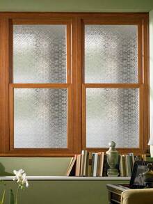 1 Roll Vintage Geometric Pattern Glass Film, Privacy Window Film, Glass Window Sticker, Reusable Non-Adhesive Glass Decoration For Home And Office