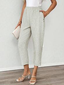 EMERY ROSE 女式纯色休闲裤 - 杏色 - 查看 7