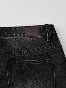 ESTAVOR 男士休闲日常水洗猫须斜口袋喇叭牛仔裤 - 黑色 - 查看 4