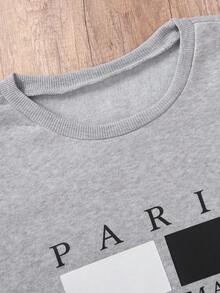 2pcs/Set Teenage Boys Casual College Style Graphic Print Crew Neck Pullover Sweatshirt And Drawstring Pants Outfit, Suitable For Autumn/Winter Leisure, Daily, Commuting, Sports Occasions