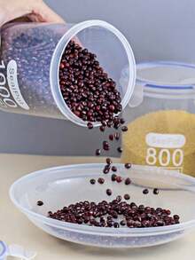 Airtight Grain Storage Container Plastic Food Canister With Locking Lid, Clear Dry Goods Organizer For Flour, Rice & Cereal | Kitchen Pantry Essentials - Clear - View 3