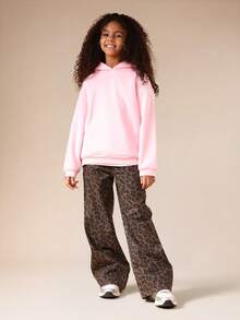 SUMWON Wide Leg Leopard Print Jeans For Girls High Rise Palazzo Style Casual Pants - Khaki - View 3