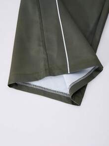 SHEIN Explorewe 2 件套青少年女孩海军蓝数字印花长袖圆领上衣和阔腿裤休闲装 - 軍綠色 - 查看 6