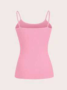 SHEIN EZwear 3件套女士休闲优雅纯色加厚吊带背心，黑色/白色/粉色 - 彩色 - 查看 7