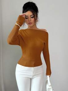 Elenzga pull femme à épaules dénudées color block, style vintage élégant, convient pour les vacances et les jours fériés, printemps/automne - Jaune citron - Voir 4