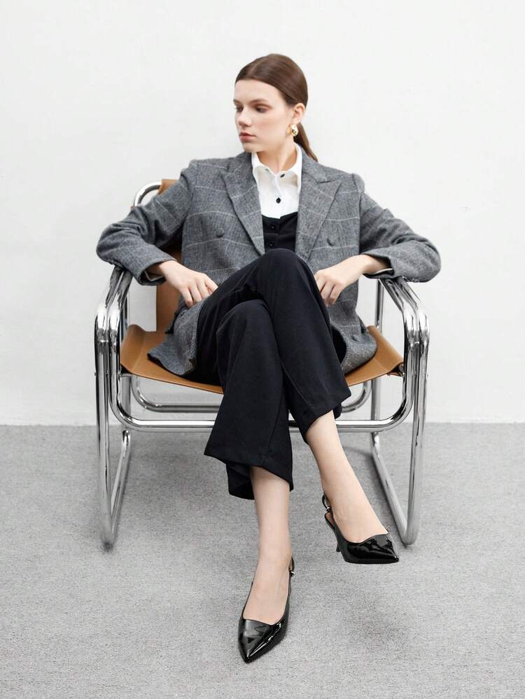 CUCCOO BIZCHIC Women's Pointed Toe Stiletto High Heel Black Backstrap Fashion Commuter Versatile Ladies High Heel Mules, Suitable For Casual, Work, Party, Event