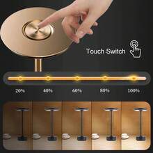 现代可调光触摸灯，3种色温，拉丝金属饰面，便携式无线铝制夜灯，可调节照明，可充电锂离子电池，适用于家居、办公室、酒吧装饰 - 均碼 - 查看 5