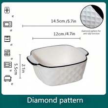 小型烤盘套装，长方形千层面烤盘，小型陶瓷烤盘，带把手长方形烘焙用具，适用于微波炉 - 彩色 - 查看 9