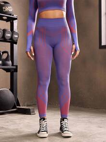 Powerista Women's Striped High Waist Casual Fitness Leggings - Multicolor - View 4