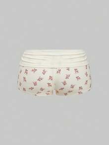 ROMWE J-Fashion Conjunto Blusa de Renda Bordada com Estampa de Cervo Fofo e Shorts Combinando com Estampa de Cervo