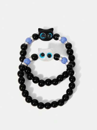 Y2Kool 2 piezas Pulsera luminosa con ojos grandes de gato, regalo adecuado para parejas y amigos