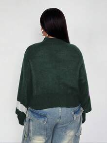 Maweii Plus Size Women Casual Colorblock Crew Neck Sweater, Autumn/Winter - Multicolor - View 2