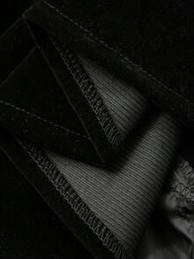 DAZY 女士优雅天鹅绒仿珍珠装饰半身裙 - 黑色 - 查看 3