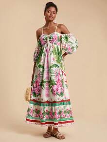 Travachic 女士度假梭织印花露肩连衣裙 - 彩色 - 查看 4