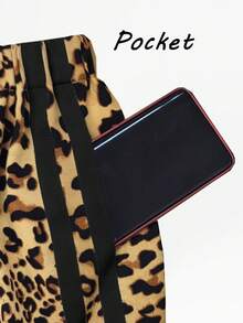 Eryvara Quần ống rộng dáng suông họa tiết da báo, cạp chun co giãn, dành cho nữ / Có túi / Nơ ren ruy băng tương phản / Thích hợp cho mùa xuân, hè, thu và đông / Đa năng, gợi cảm, mặc ở nhà / Mùa tựu trường / Phong cách đường phố / Quần dự tiệc, quần thu, quần xuân cho nữ - Nhiều màu - Xem 3