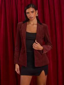 Glamine Women's Elegant Party/Date Versatile Autumn Blazer Jacket, Christmas - Burgundy - View 6