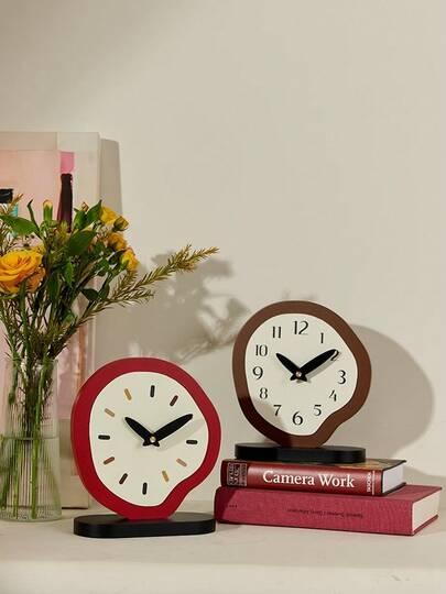 Cirelle 现代简约台钟，优雅静音不滴答桌面时钟，适合客厅装饰，床头闹钟带日期显示，创意树脂艺术装饰，适合办公桌架