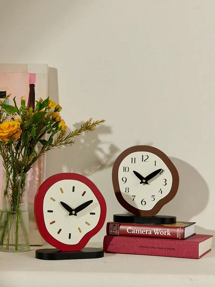 Cirelle Modern Minimalist Desk Clock, Elegant Silent Non-Ticking Tabletop Clock For Living Room Decor, Bedside Alarm Clock With Date Display, Creative Resin Art Deco For Office Desk Shelf - Multicolor - View 1