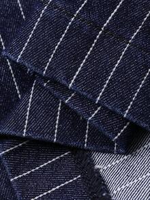 Livesso Women's Casual Striped Shirt Jacket And Straight Leg Pants Suit, Loose Fit Business Casual Office Wear, Autumn/Winter - Dark Wash - View 8