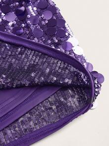 SHEIN ICON 黑色紧身高腰超短女式迷你裙 - 紫色 - 查看 4