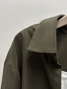 INAWLY 女士休闲叠层设计翻边袖衬衫