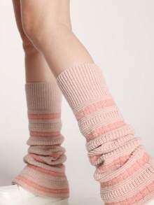 ROMWE Grunge Punk 1pair Leopard Print Stylish And Warm Leg Warmers For Women - Pink - View 5
